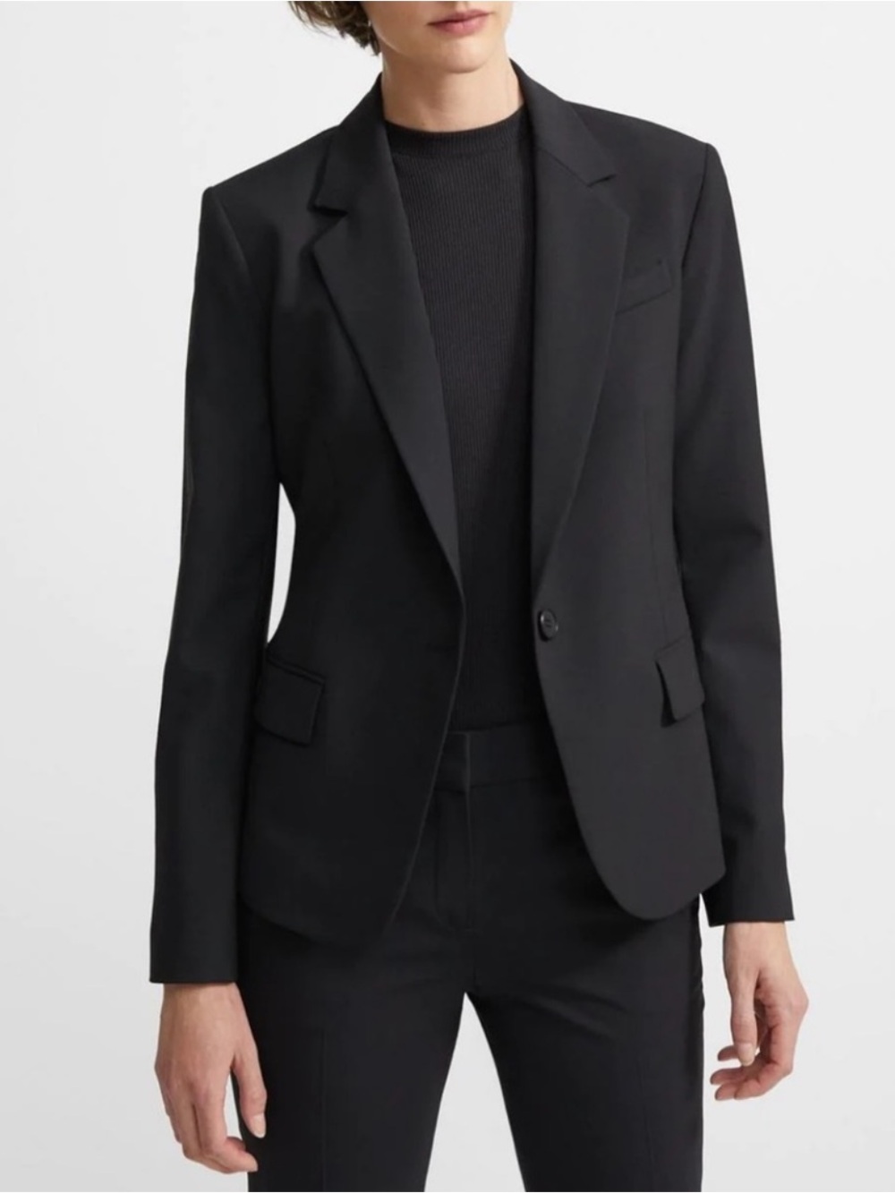 Theory Womens Black Gabe B3 Sevona Wool Stretch Blazer Size 6 Minimalist Classic